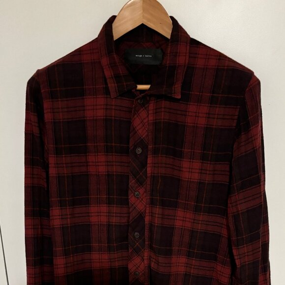 Wings + Horns Checked Plaid Zip Shirt - Small - Picture 1 of 11